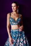 Buy_Angad Singh_Blue Net Embroidery Sequin Sweetheart Neck And Crystal Lehenga Set 