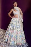 Buy_Angad Singh_Ivory Net Embroidery Sequin Sweetheart Neck Bugle Bead Bridal Lehenga Set _at_Aza_Fashions