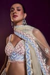 Buy_Angad Singh_Ivory Net Embroidery Sequin Sweetheart Neck Bugle Bead Bridal Lehenga Set _Online_at_Aza_Fashions