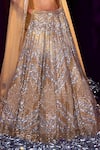 Angad Singh_Gold Net Embroidery Sequin Sweetheart Neck Chevron Pattern Bridal Lehenga Set _Online_at_Aza_Fashions