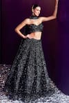 Shop_Angad Singh_Black Net Embroidery Sequin Sweetheart Neck Glass Pipe Lehenga Set _Online_at_Aza_Fashions