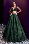 Angad Singh_Green Organza Embroidery Dori Sweetheart Neck Bridal Lehenga Set _Online_at_Aza_Fashions