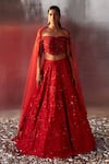 Buy_Angad Singh_Red Net Embroidery Dori Sweetheart Neck Bridal Lehenga Blouse Set _at_Aza_Fashions