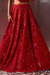 Angad Singh_Red Net Embroidery Dori Sweetheart Neck Bridal Lehenga Blouse Set _Online_at_Aza_Fashions