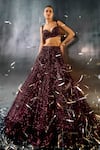 Shop_Angad Singh_Wine Net Embroidery Sequin Sweetheart Neck Crystal And Bead Lehenga Set _Online_at_Aza_Fashions