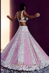 Shop_Angad Singh_Blue Net Embroidery Sequin Sweetheart Neck Scallop Bridal Lehenga Set _at_Aza_Fashions