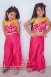 Shop_Pankhuri by Priyanka_Pink Chanderi Woven Floral One Shoulder Top With Pant _Online_at_Aza_Fashions