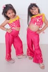 Pankhuri by Priyanka_Pink Chanderi Woven Floral One Shoulder Top With Pant _at_Aza_Fashions