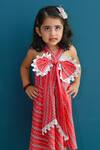 Buy_Pankhuri by Priyanka_Pink Cotton Printed Chevron Front Bow Dress _Online_at_Aza_Fashions