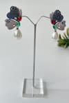 Buy_Studio6 Jewels_Multi Color Zari, Pearls Zircon Studded Drop Earrings _at_Aza_Fashions