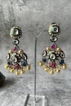 Buy_Studio6 Jewels_Multi Color Stone Floral Studded Earrings _at_Aza_Fashions