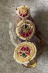 Shop_Studio6 Jewels_Multi Color Kundan Floral Embellished Layered Ring _at_Aza_Fashions