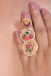 Studio6 Jewels_Multi Color Kundan Floral Embellished Layered Ring _at_Aza_Fashions