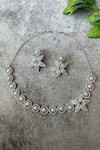 Buy_Studio6 Jewels_White Zircon Clear Embellished Star Necklace Set _at_Aza_Fashions