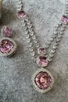 Shop_Studio6 Jewels_Pink Zircon Studded Layered Stone Necklace Set _at_Aza_Fashions