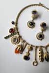 Studio6 Jewels_Multi Color Pearl Embellished Charm Chain Necklace Set _Online_at_Aza_Fashions