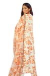 Buy_Harshita Singhvi_Orange Tuscan Silk Print Floral V Neck Kurta Pant Set 