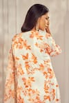 Shop_Harshita Singhvi_Orange Tuscan Silk Print Floral V Neck Kurta Pant Set 