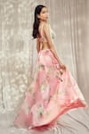 Buy_Harshita Singhvi_Pink Tuscan Silk Print Rosa Bloom Plunging V Neck Lehenga Set _Online_at_Aza_Fashions