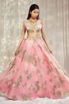 Shop_Harshita Singhvi_Pink Tuscan Silk Print Rosa Bloom Plunging V Neck Lehenga Set _Online_at_Aza_Fashions