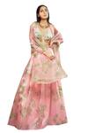 Buy_Harshita Singhvi_Pink Tuscan Silk Print Rosa Bloom Plunging V Neck Lehenga Set 