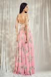 Shop_Harshita Singhvi_Pink Georgette Print Flora Bloom V Neck Anarkali With Dupatta _at_Aza_Fashions