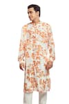 Harshita Singhvi_Orange Tuscan Silk Print Bloom Cutdana Kurta _Online_at_Aza_Fashions