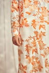 Harshita Singhvi_Orange Tuscan Silk Print Bloom Cutdana Kurta _at_Aza_Fashions