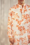 Shop_Harshita Singhvi_Orange Georgette Satin Print Autumn Bloom Kurta _Online_at_Aza_Fashions