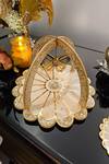 Buy_The Bling Edit_Yellow Acrylic And Polymers Daisy Carved Criss Cross Platter_at_Aza_Fashions
