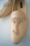 Shradha Hedau Footwear Couture_Beige Dabka Nimit And Sequin Fern Embroidered Moccasin Shoes _Online_at_Aza_Fashions