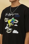 Shop_Theorem_Black 100% Cotton Bio-washed Printed Flying Man The T-shirt_Online_at_Aza_Fashions
