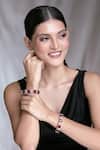 Buy_Moh-Maya By Disha Khatri_Silver Plated Zari, Diamonds Zircon And Ruby Stone Studded Bangles - Set Of 2 _at_Aza_Fashions