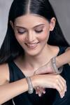 Buy_Moh-Maya By Disha Khatri_Silver Plated Zari, Diamonds Moissanite Zircon Embellished Bangles - Set Of 2 _at_Aza_Fashions