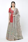 Buy_Abhinav Mishra_Multi Color Embroidered Zardozi Leaf Begum Lehenga Kurta Set _at_Aza_Fashions