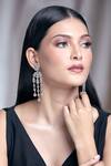 Buy_Moh-Maya By Disha Khatri_Silver Plated Zari, Diamonds Tear Drop Carved Earrings _at_Aza_Fashions