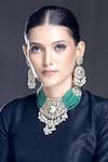 Buy_Moh-Maya by Disha Khatri_Gold Plated Moissanite Polki Geometric Carved Pendant Necklace Set _at_Aza_Fashions