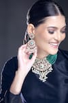 Buy_Moh-Maya by Disha Khatri_Gold Plated Moissanite Polki Geometric Carved Pendant Necklace Set _Online