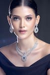 Buy_Moh-Maya by Disha Khatri_Silver Plated Zirconia Embellished Pendant Necklace Set _at_Aza_Fashions