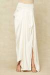 Buy_Anamika Khanna_Ivory Silk Embroidered Floral V Neck Cape Top And Skirt Set _Online_at_Aza_Fashions