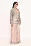 Buy_EEKSHA_Pink Embroidered Lapel Blazer And Sharara Set _Online_at_Aza_Fashions