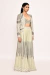 Buy_EEKSHA_Green Embroidered Sequins Blouse Sweetheart Sharara Jacket Set 