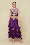 Anamika Khanna_Purple Embroidered Round Skirt Cape Set _at_Aza_Fashions