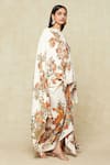 Anamika Khanna_White Printed Floral Boat Cape Draped Skirt Set _at_Aza_Fashions