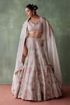 Buy_Suhino_White Organza Lining Cotton Shantoon Gardenia Bloom Bridal Lehenga Set _at_Aza_Fashions