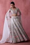 Buy_Suhino_White Organza Lining Cotton Shantoon Embroidery Patchwork Bahar Lehenga Set _at_Aza_Fashions