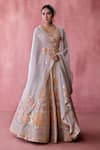 Buy_Suhino_Grey Organza Lining Cotton Shantoon Embroidery Florence Jaal Lehenga Set _at_Aza_Fashions