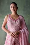 Shop_Suhino_Pink Organza Lining Cotton Shantoon Persian Blossom Kurta Sharara Set _at_Aza_Fashions