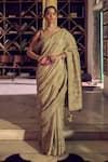 Buy_PUNIT BALANA_Gold Banarasi Tissue Silk Embellished Mirror Scoop Border Saree With Blouse _at_Aza_Fashions