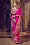 Buy_PUNIT BALANA_Pink Saree Organza Silk Embroidery Marodi Round Border With Blouse _at_Aza_Fashions